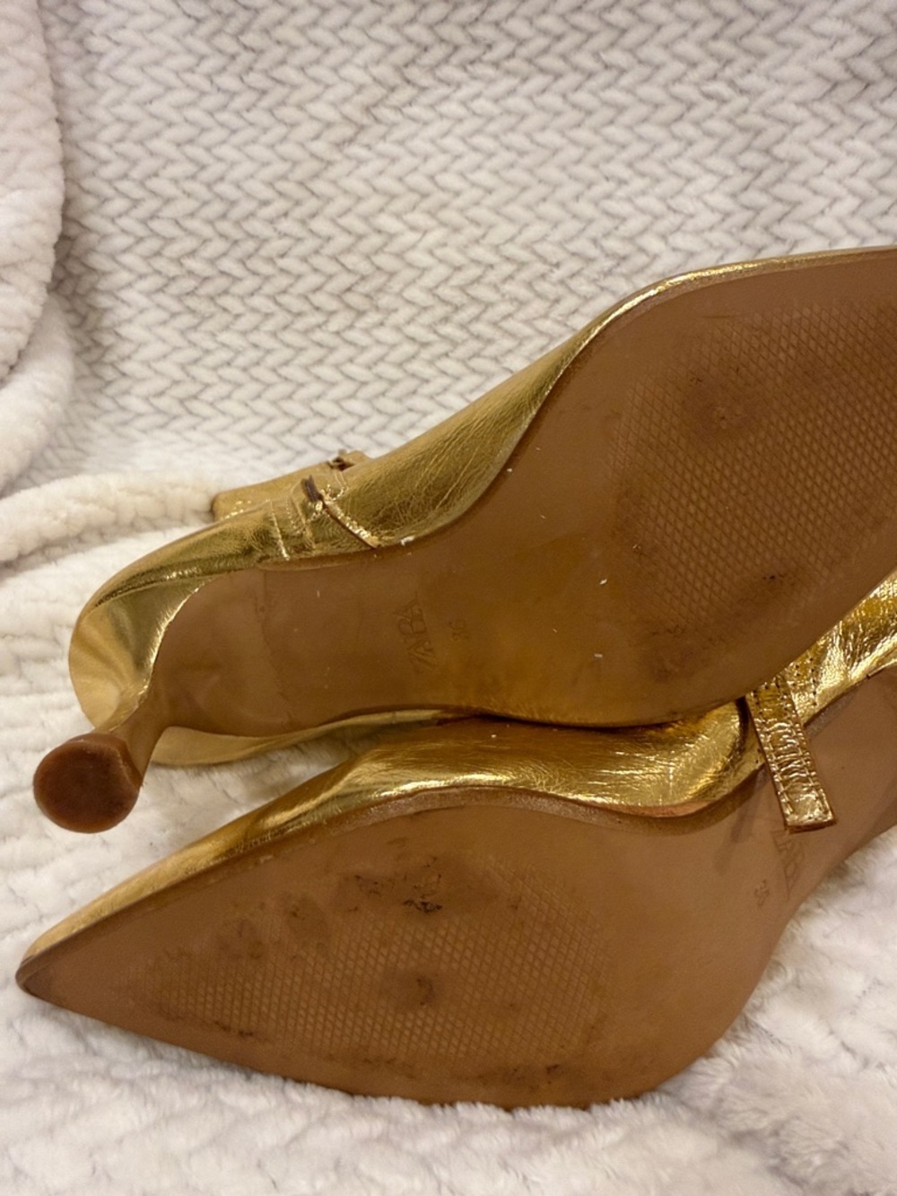 Zara Womens Metallic Gold Pointed-Toe Ankle Boots Size 36 - Picture 9 of 11